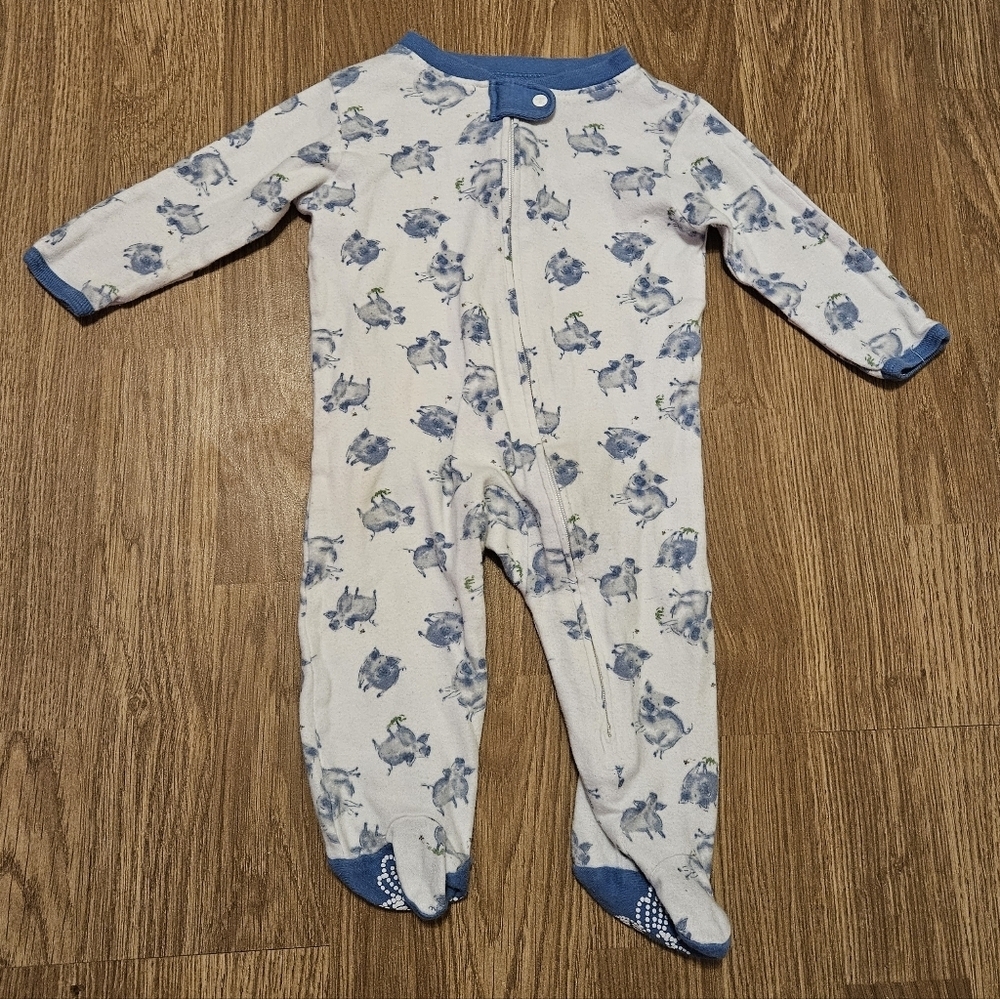 Burt's Bees Baby Cream and Blue Footed One Piece
